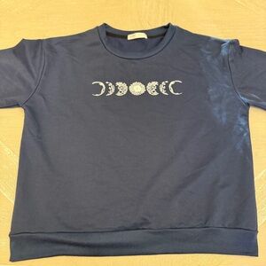 Deep Blue Celestial Moon Crewneck Medium